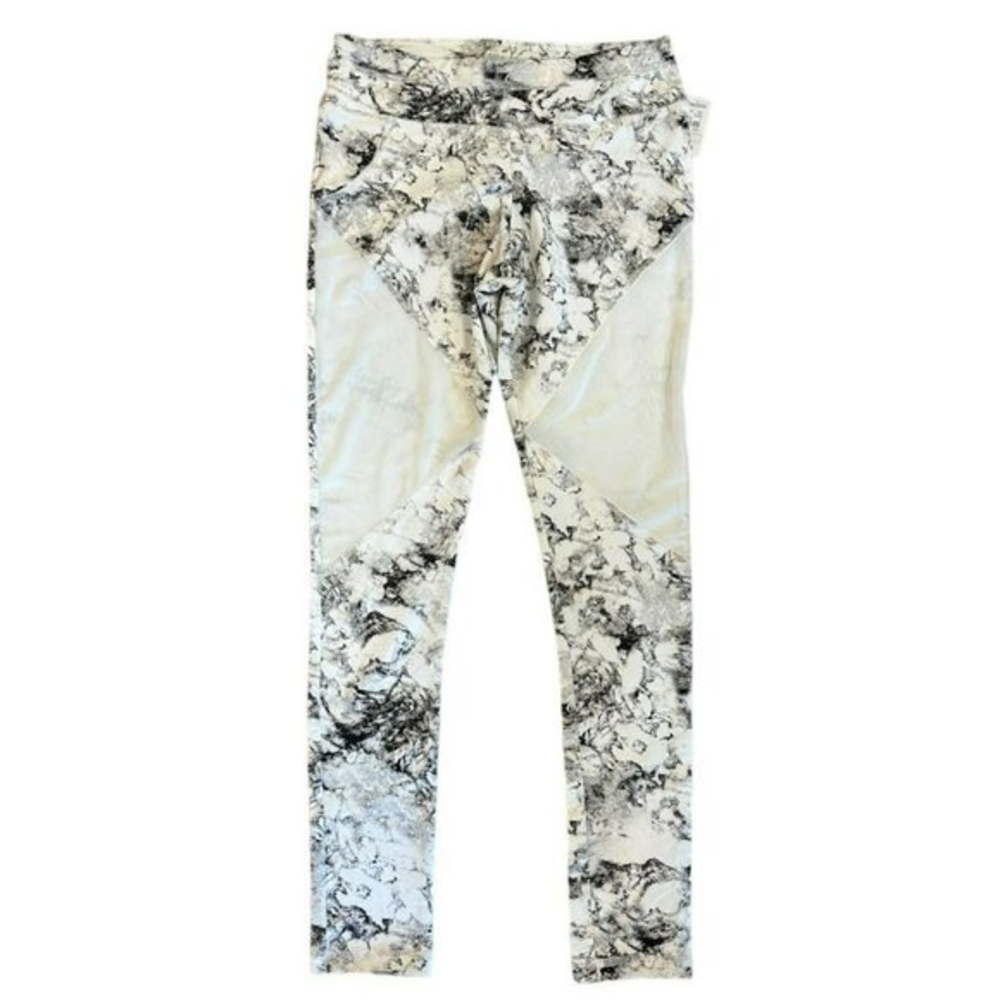 New with Tags Varley Black White Marble Mesh Full Length Leggings Womens XS‎